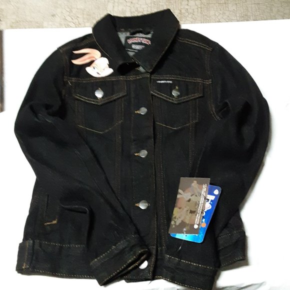 Members Only Space Jam New Legacy Black Denim Jean Jacket Looney Tunes Sz S NWT - Picture 5 of 9